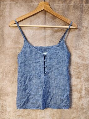 ABOUND Blue Linen Blend Button Front Camisole – Size XXS